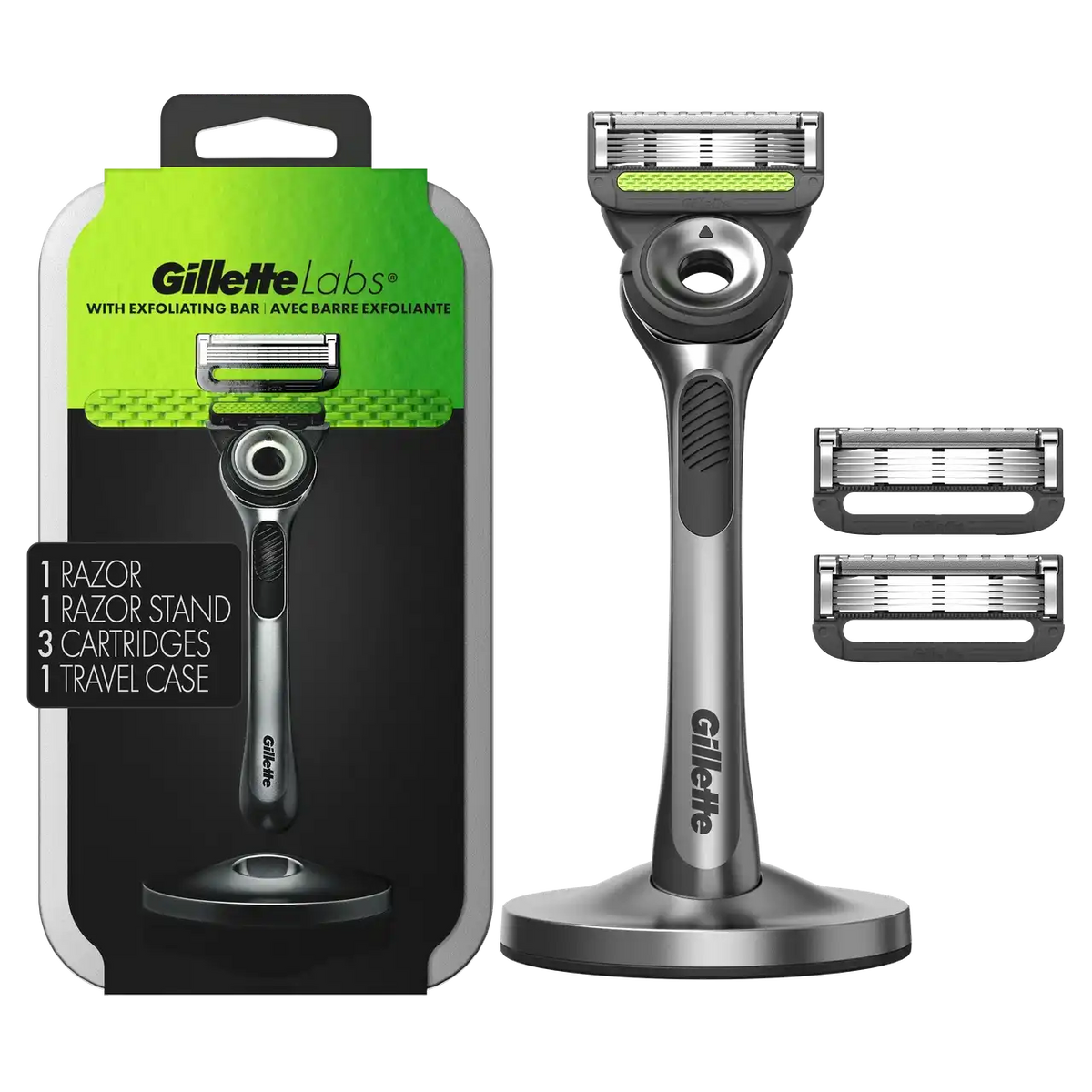 GilletteLabs Razor (1 Handle + 3 Cartridges + 1 Travel Case)